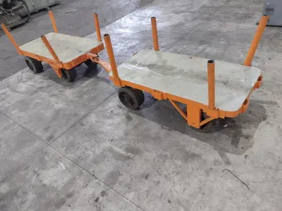 (2) 72" X 36" A STREICH & BROS HEAVY DUTY FLAT BED TOW CARTS: STOCK #23688