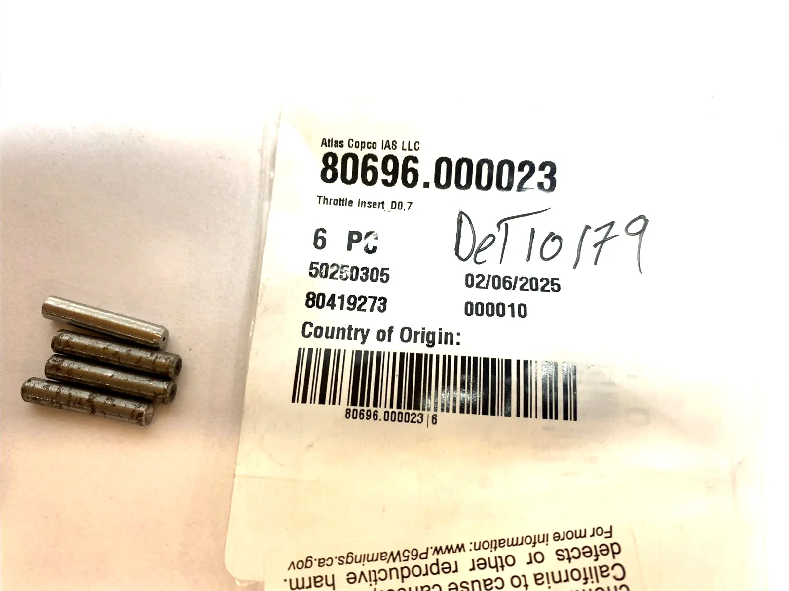 USED ATLAS COPCO THROTTLE INSERT