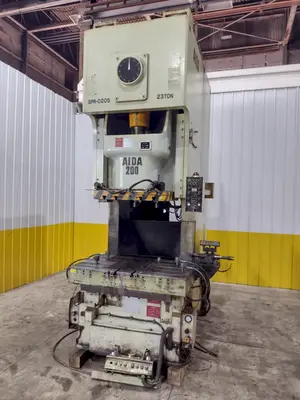 220 TON AIDA MODEL #NC1-200(2) GAP FRAME PRESS, WITH 9.84" STROKE: STOCK #22203