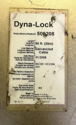 DYNA-LOCK,506208,SELF RETRACING GALVANIZED CABLE 95FT 400LB WILL LIFE