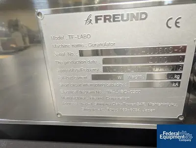 USED Freund-Vector Freund Vector Roller Compactor, Model TF-LABO