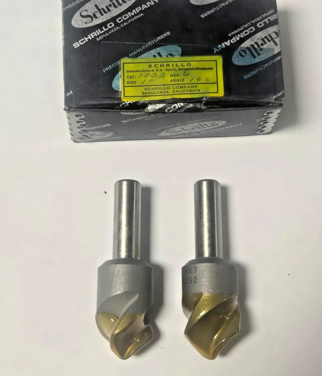 Schrillo 1" High Speed Steel Countersink 100 Degree #1032 1/2 USA Lot of 2