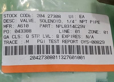 NEW ASCO NPL8314C29V