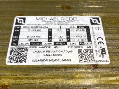 Used MIchael Riedel DRUL 10000 UL-CSA Transformers Michigan US | Maverick Industrial Sales #1397526