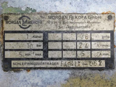 Morgan Rekofa F4041X-062 Slip Ring Transmitter 1Ch 10bar 36polig 24V 5A Max Used