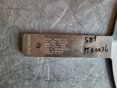 12" Paddle Orifice Plate Upstream 11.938"
