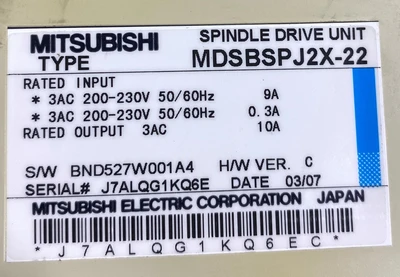 MITSUBISHI MDSBSPJ2X-22 SPINDLE DRIVE UNIT