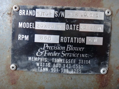 Reconditioned Sutorbilt 20" x 55" 5000 Blower 665 RPM, CW Rotate