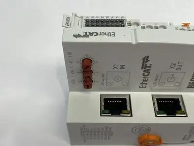 USED BECKHOFF ETHERCAT COUPLER WITH INTEGRATED DIGITAL STANDARD & SAFETY I/OS