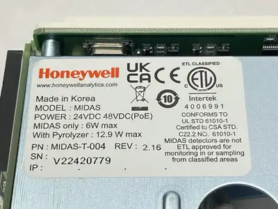 USED HONEYWELL MIDAS GAS DETECTOR W/ MIDAS-L-O2S CARTRIDGE