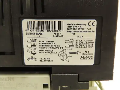 Siemens 3RT1054-1AP36 160A 1000VAC 125HP Contactor Motor Starter *READ*