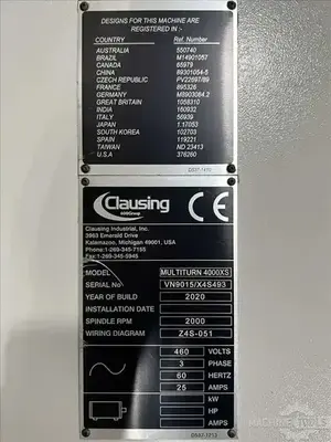 Used 2020 CLAUSING MULTITURN 4000XS CNC Lathes Illinois US | Perfection Global, LLC. #1250108