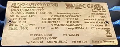 SEW-EURODRIVE DRN160M4/FF/TF Motors | ESS Industrial Equipment Sales (6)