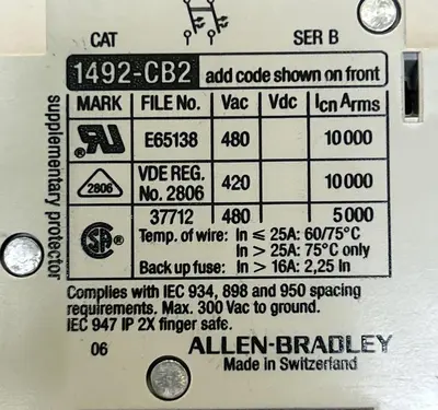 Used ALLEN-BRADLEY 1492-CB2-G150 Miscellaneous Equipment (Electrical & Power) | Surplus Asset Holdings #1200052