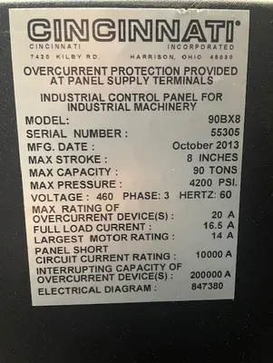 2013 CINCINNATI INC 90BX8 Press Brakes | Used Fab Machines (4)