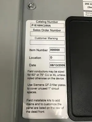 USED SIEMENS P1X18MC250A