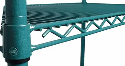 GREEN EPOXY COATED WIRE SHELVING AND POSTS  - Check out the many sizes