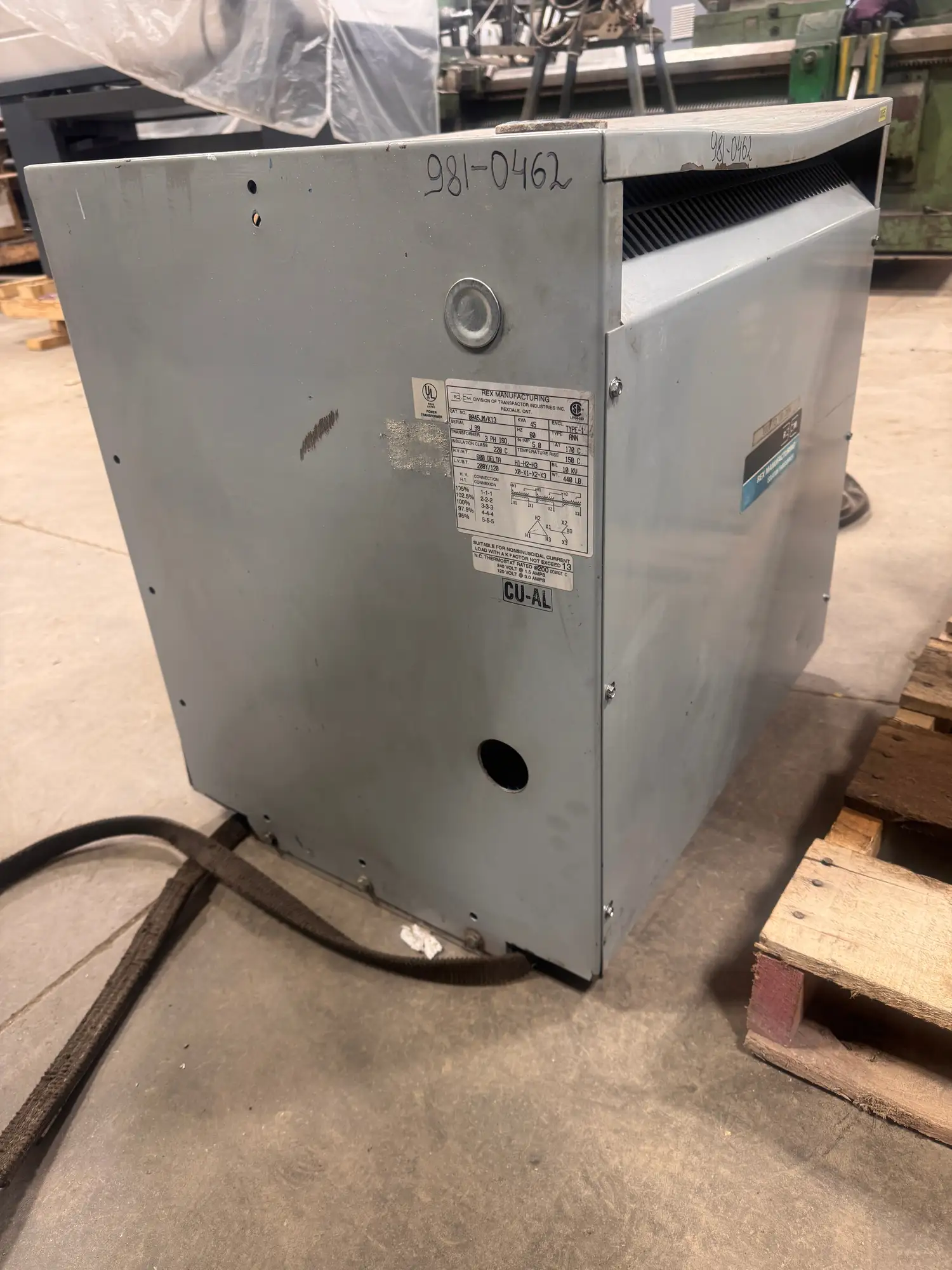 45 KVA 600V to 208Y/120V Isolation Transformer