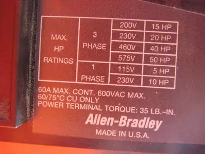 USED ALLEN BRADLEY 100-A60NZ.3 SER B