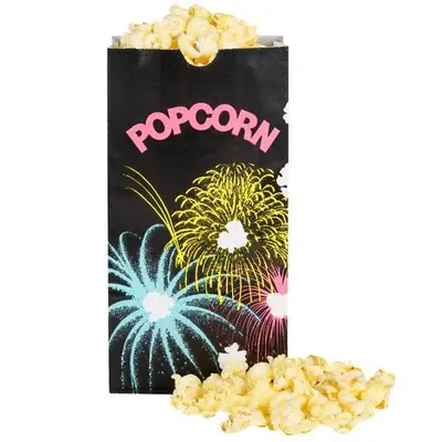 Bagcraft Papercon 300448 4 1/4" x 2 1/2" x 8 1/4" 46 oz. Funburst Design Popcorn