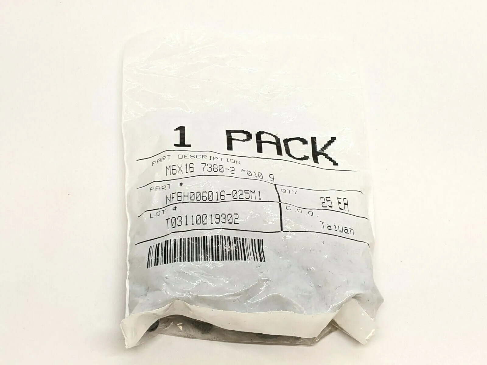 NFBH006016-025M1 | M6X16 Hex Socket Button Cap Screw PKG OF 25 - New