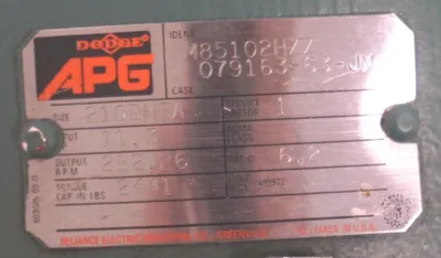 DODGE APG M85102HZZ REDUCER 079163-63-JM, 210DM3A REPAIRED