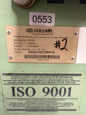 Used Hours 53596 2009 Sullair 7500P Rotary Screw & Sliding Vane Air Compressors Connecticut US | Elite Machine #1300157
