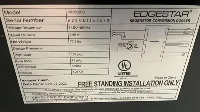 NEW* EdgeStar 24in Wide Kegerator Conversion Refrigerator for Full Size Keg