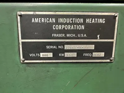 550 kW AMERICAN INDUCTION HEATING CORP (1999)  INDUCTION HEATER POWER SOURCE & CONTROLS: STOCK #20009