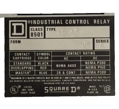 New | in-Stock Square D 8501XL SER. B Relays & Switches Michigan US | SB Industrial Supply #1228595