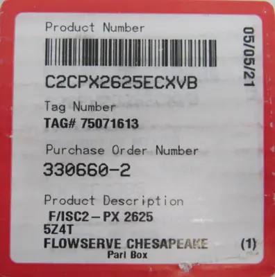 NEW FLOWSERVE C2CPX2625ECXVB MECHANICAL SEAL 2-5/8" BORE