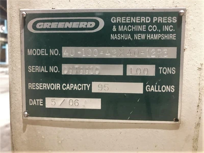 USED 2006 GREENERD PRESSES GREENERD 4U-100-42X40-12R3 PRESS