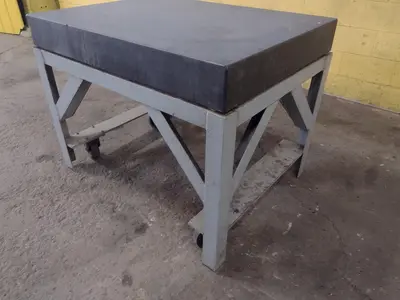 36" X 48" x 6.25" BLACK GRANITE PLATE WORK TABLE ON WHEELS: STOCK #17862
