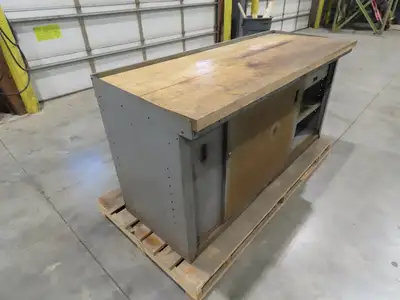 Industrial Butcher Block Top Workbench 2-Door Cabinet Workstation 72"W 29"D 36"H
