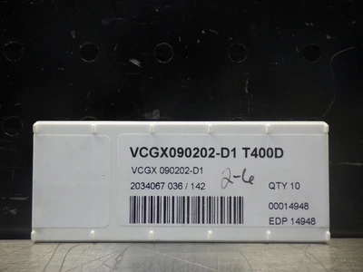 SECO Carbide Inserts QTY10 VCGX09202-D1 T400D (LOC1434A)