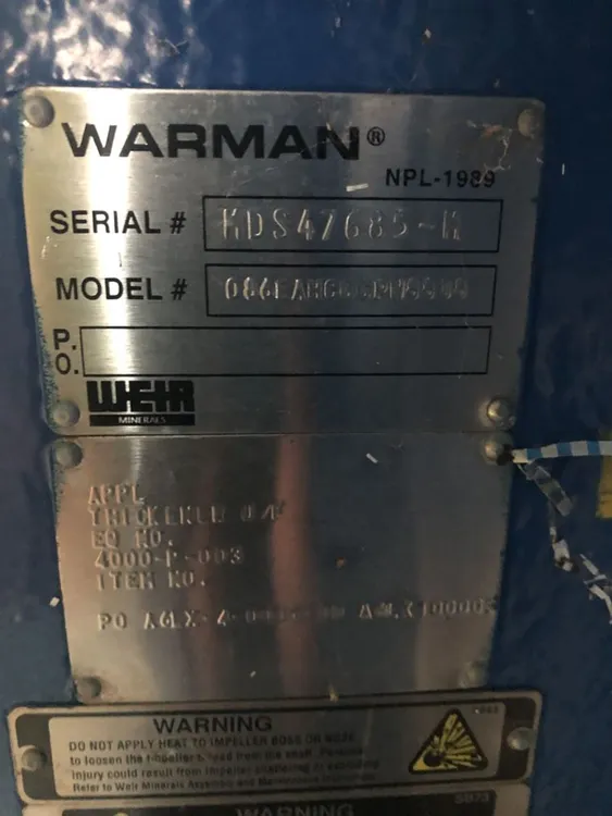 Used Warman 086EAHCCCPW8808 Pumps Minnesota US | Peak Machinery, Inc. #286133