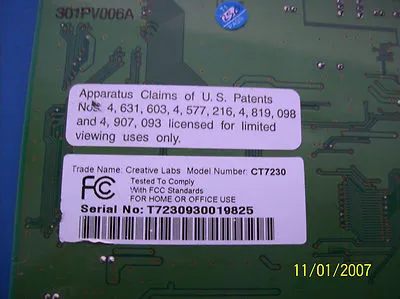 USED CREATIVE LABS SOUND CARD