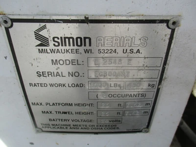 USED SIMON AERIALS L2548-E