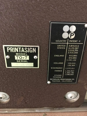 Printasign 70-7 Letterpress Sign Printer