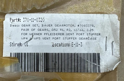 NEW Bauer Gearmotor G52 R1/R2 12/66 2.25