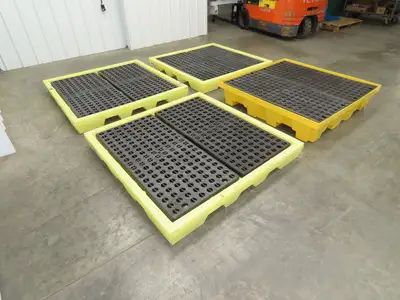 Enpac 5116-YE Spill Containment 4 Drum Platform 53x53" 6000lbs 40 Gal Lot of 4