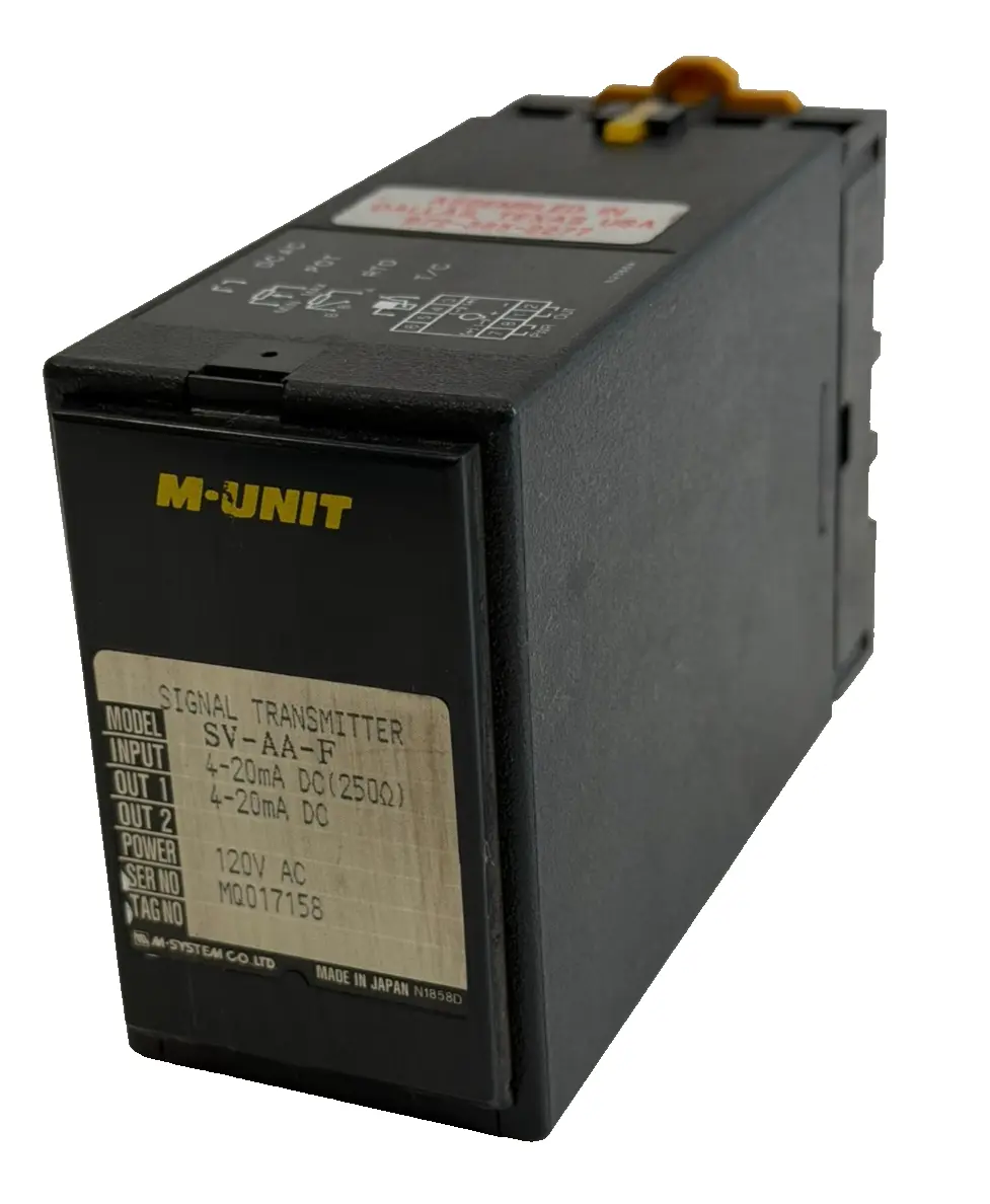 NEW M-SYSTEM SV-AA-F SIGNAL TRANSMITTER 4-20MA DC INPUT/OUTPUT 120V AC POWER