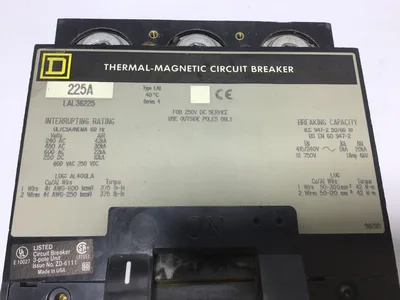 Square D Thermal Magnetic circuit breaker LAL36225 3 Pole 225A, 600V