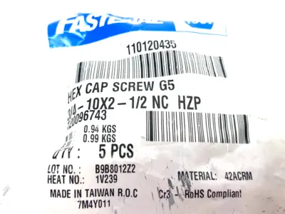 New | in-Stock Fastenal Hex Cap Screw Grade 5, 3/4" - 10 x 2-1/2" Zinc Finish 5-PACK Bolts Michigan US | Maverick Industrial Sales #1496056