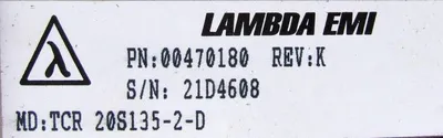 NEW LAMBDA EMI TCR-20S135-2-D POWER SUPPLY 00470180 TCR20S1352D 20S1352D