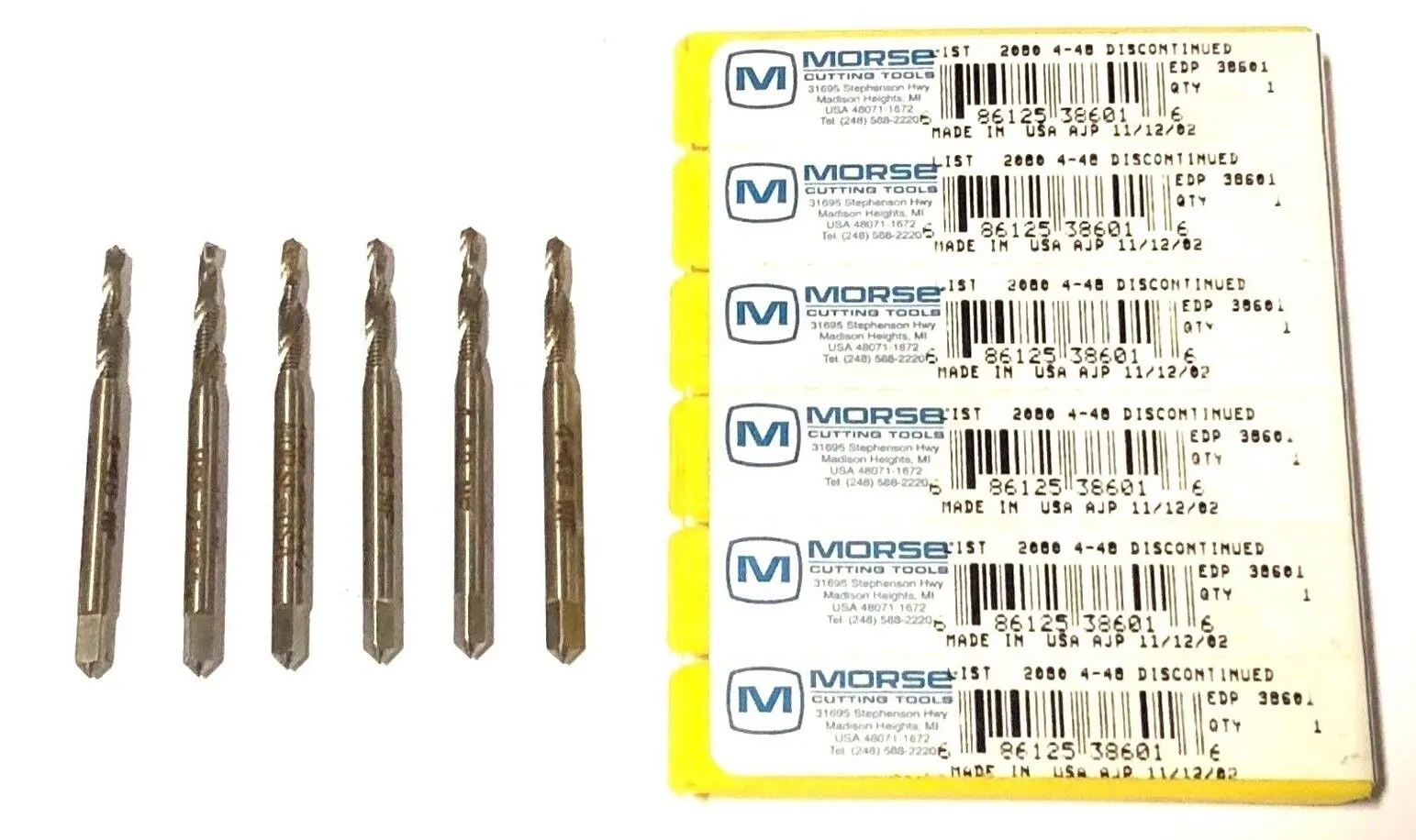 Morse #4-48 Drill Tap Bit Combination High Speed Steel 6 Pack USA Made