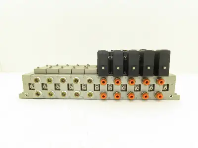 SMC NVV5FS3-01T-101  10-Station Pneumatic Solenoid Valve Manifold NVFS3300-5FZ