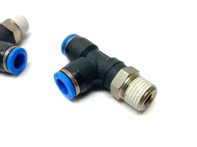 USED FESTO PNEUMATIC PUSH-IN TEE FITTING 1/4" NPT THREAD