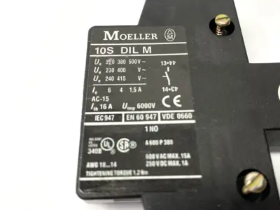 USED MOELLER AUXILIARY CONTACT 15A 600VAC