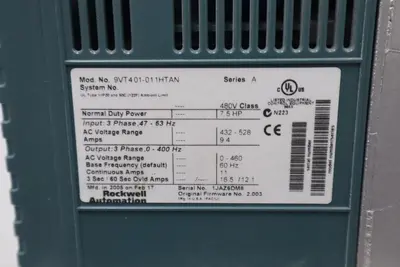ROCKWELL AUTOMATION 9VT401-011HTANNVTAC 9 HVAC DRIVE 7.5 HP #2232
